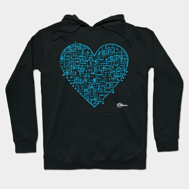 Technology Untamed: Technological Love Online Heart Hoodie by RuftupDesigns